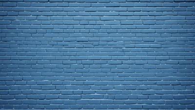 The primary subject of the image is a blue brick wall. The setting is a brick wall, and the visual style is a photo. The dominant colors are blue and white, creating a calm and serene atmosphere.