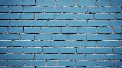 The primary subject of the image is a blue brick wall. The setting is a brick wall, and the visual style is a photo. The dominant colors are blue and white, creating a calm and serene atmosphere.