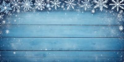 The primary subject of the image is a blue wooden wall with a snowy pattern on it. The setting is a room with a blue wooden floor. The visual style is a combination of a photo and a digital art, creating a unique and interesting design. The dominant colors are blue and white, giving the scene a calm and serene atmosphere.
