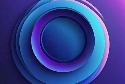 The primary subject of the image is a large, round, blue circle. The setting is a purple background, which creates a contrasting and visually appealing effect. The visual style is a combination of digital art and illustration, giving the image a modern and artistic appearance. The dominant colors are blue and purple, creating a calm and serene atmosphere.