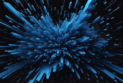 The primary subject of the image is a blue, swirling, and splashing pattern. The setting is a dark background, which contrasts with the vibrant blue colors of the swirling pattern. The visual style appears to be a combination of digital art and illustration, creating a dynamic and eye-catching design. The dominant colors are blue, with various shades and tones, which contribute to a calming and soothing atmosphere.