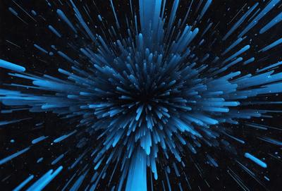 The primary subject of the image is a blue, swirling, and spiraling pattern. The setting is a black background, which contrasts with the blue pattern. The visual style is a digital art or illustration, creating a dynamic and vibrant atmosphere. The dominant colors are blue and black, with the blue pattern being the main focus of the image.