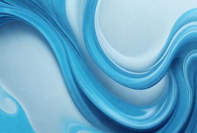 The primary subject of the image is a blue wave, which is the main focus of the scene. The wave is depicted in a digital art style, giving it a modern and visually appealing appearance. The setting is a white background, which provides a clean and minimalist look to the image. The overall atmosphere is calm and serene, as the blue wave is the main visual element in the scene.