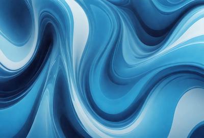 The primary subject of the image is a blue and white swirling pattern, which appears to be a digital art or illustration. The setting is a blue background, and the visual style is a combination of digital art and illustration. The dominant colors are blue and white, creating a calm and soothing atmosphere.