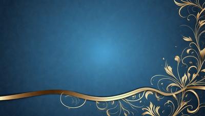 The primary subject of the image is a blue background with a gold design. The setting is a blue wall, and the visual style is a combination of digital art and illustration. The colors and mood of the image are predominantly blue and gold, creating a sense of elegance and sophistication.