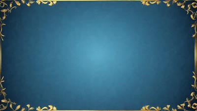 The primary subject of the image is a blue background with a gold frame. The setting is a blank canvas, and the visual style is a combination of digital art and illustration. The colors are predominantly blue and gold, creating a calm and serene atmosphere.