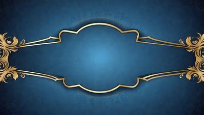 The primary subject of the image is a blue background with a gold circle in the center. The setting is a blue wall, and the visual style appears to be a digital art or illustration. The dominant colors are blue and gold, creating a calm and serene atmosphere.