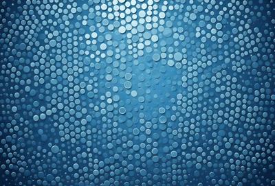 The primary subject of the image is a blue background with a pattern of white circles. The setting appears to be a blue wall or a blue surface, creating a visually appealing and contrasting backdrop. The visual style of the image is a combination of a photo and digital art, as it features a clear and detailed representation of the circles. The colors and mood of the image are predominantly blue, with the white circles adding a touch of brightness and contrast.