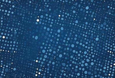 The primary subject of the image is a blue background with a pattern of white dots. The setting appears to be a night sky, with the dots creating a star-like effect. The visual style is a combination of a photo and digital art, as the dots are arranged in a way that resembles a painting. The colors and mood of the image are predominantly blue and serene, creating a peaceful and calming atmosphere.