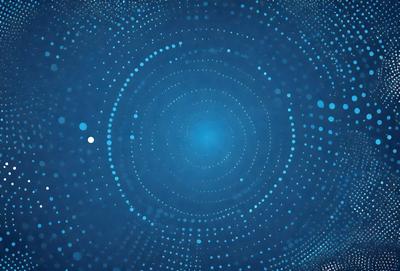 The primary subject of the image is a blue, circular pattern with a lot of white dots. The setting is a blue background, and the visual style appears to be a digital art or illustration. The dominant colors are blue and white, creating a calm and serene atmosphere.