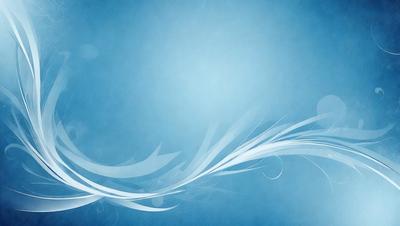 The primary subject of the image is a blue background with a white, flowing design. The setting is a blue sky, and the visual style is digital art. The dominant colors are blue and white, creating a calm and serene atmosphere.