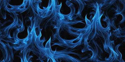 The primary subject of the image is a blue flame, which appears to be a digital art or illustration. The setting is a black background, and the visual style gives the impression of a fire or flame. The dominant colors in the image are blue and black, creating a striking and dramatic atmosphere.
