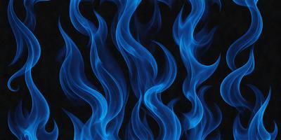 The primary subject of the image is a blue flame, which is the main focus of the scene. The setting is a black background, which contrasts with the blue flame. The visual style is a digital art or illustration, as the flame appears to be a digital creation. The dominant colors are blue and black, creating a cool and dramatic atmosphere.