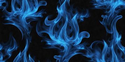 The primary subject of the image is a blue flame, which appears to be a digital art or illustration. The setting is a black background, and the visual style gives the impression of a painting or a graphic design. The dominant colors in the image are blue and black, creating a dramatic and artistic atmosphere.