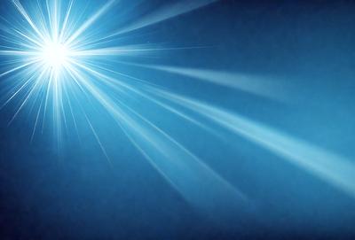 The primary subject of the image is a bright light source, possibly a star or a light bulb, shining in the dark. The setting is a blue background, which adds to the overall atmosphere of the image. The visual style appears to be a combination of a photo and digital art, creating a unique and captivating scene. The colors and mood of the image are predominantly dark and moody, with the bright light source standing out against the blue background.