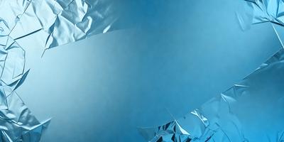 The primary subject of the image is a blue background with a metallic texture. The setting is a blue sky, and the visual style is a combination of a photo and digital art. The colors and mood of the image are predominantly blue, creating a calm and serene atmosphere.