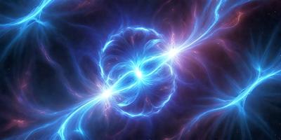 The primary subject of the image is a blue, swirling, and glowing ball of light, which appears to be a nebula or a celestial object. The setting is a dark, starry background, which contrasts with the bright, blue light of the main subject. The visual style of the image is a combination of photo and digital art, creating a unique and captivating representation of the celestial object. The colors and mood of the image are predominantly blue and mysterious, evoking