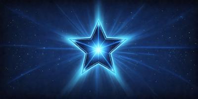 The primary subject of the image is a blue star. The setting is a dark blue background, which creates a contrasting effect with the star. The visual style appears to be a digital art or illustration, as the star is depicted in a stylized manner. The colors and mood of the image are predominantly dark and moody, with the blue star being the main focal point.