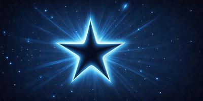 The primary subject of the image is a blue star. The setting is a dark, starry sky, with the star being the main focus of the image. The visual style is a digital art or illustration, creating a vibrant and luminous atmosphere. The colors and mood of the image are predominantly blue, with the star being the brightest and most prominent element in the scene.
