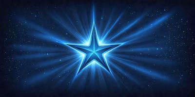 The primary subject of the image is a blue star. The setting is a dark blue background, which creates a contrasting effect with the star. The visual style appears to be a digital art or illustration, as the star is depicted in a stylized manner. The colors and mood of the image are predominantly dark and moody, with the blue star being the main focal point.