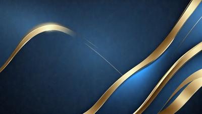 The primary subject of the image is a blue background with a gold line or stripe. The setting appears to be a dark room, and the visual style is a combination of digital art and illustration. The dominant colors are blue and gold, creating a sense of elegance and sophistication.