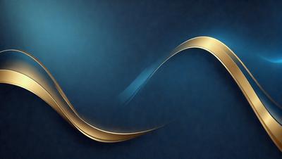 The primary subject of the image is a gold and blue swirl pattern. The setting is a blue background, and the visual style appears to be a digital art or illustration. The dominant colors are gold and blue, creating a sense of movement and energy in the design.