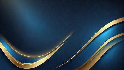 The primary subject of the image is a blue background with a gold wave pattern. The setting is a dark blue background, and the visual style is a digital art or illustration. The dominant colors are blue and gold, creating a calm and serene atmosphere.