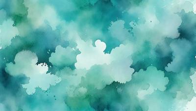 The primary subject of the image is a painting of a cloudy blue sky. The setting is a watercolor painting, which gives it a vibrant and artistic appearance. The visual style is a mix of digital art and traditional painting, creating a unique and captivating scene. The dominant colors in the painting are blue and green, giving it a calming and serene atmosphere.