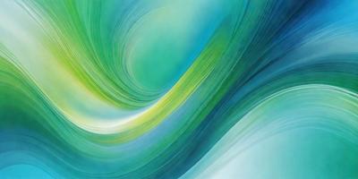 The primary subject of the image is a vibrant, colorful, and abstract painting featuring a blue and green color scheme. The setting is a white background, which contrasts with the painting's colors. The visual style is a mix of digital art and illustration, creating a unique and eye-catching piece of art. The painting's colors and mood evoke a sense of tranquility and harmony, as the blue and green hues are often associated with nature and the ocean.