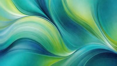 The primary subject of the image is a vibrant, colorful, and abstract painting featuring a blue and green color scheme. The painting is displayed on a wall, creating a visually appealing and artistic focal point. The setting or background of the image is a wall, which provides a clean and uncluttered surface for the painting to be showcased. The visual style of the image is a painting, which is a form of digital art or illustration, rather than a photo or clipart. The dominant colors in