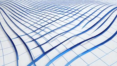 The primary subject of the image is a blue and white patterned surface, which appears to be a painting or a digital artwork. The setting is a white background, and the visual style is a combination of digital art and painting. The dominant colors are blue and white, creating a calm and soothing atmosphere.
