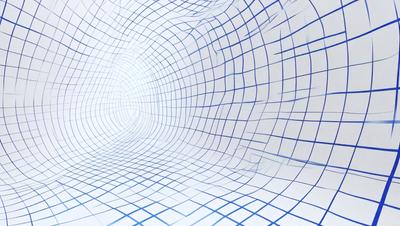 The primary subject of the image is a large, white, and blue tube-like structure. The setting is a white background, and the visual style appears to be a combination of a photo and digital art. The dominant colors are white and blue, creating a clean and modern atmosphere.