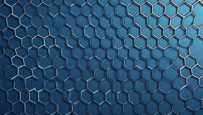 The primary subject of the image is a blue background with a pattern of hexagonal shapes. The setting appears to be a wall or a surface with a blue hue. The visual style of the image is a close-up of the blue hexagonal pattern, which gives it a digital art or illustration appearance. The dominant colors in the image are blue and the hexagonal shapes, creating a calm and organized atmosphere.