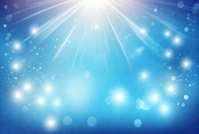 The primary subject of the image is a bright blue sky filled with white light, creating a vibrant and lively atmosphere. The setting is a clear blue sky, with no visible background or surface. The visual style of the image is a combination of a photo and digital art, as it captures the vivid colors and lighting of the scene. The colors and mood of the image are predominantly blue and bright, with a sense of energy and movement.