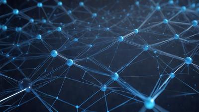 The primary subject of the image is a blue, interconnected network of lines, which could be described as a web or a mesh. The setting is a dark background, which contrasts with the blue lines. The visual style is a digital art or illustration, as the lines are intricately connected and the overall appearance is quite detailed. The colors and mood of the image are predominantly blue, creating a sense of depth and complexity.