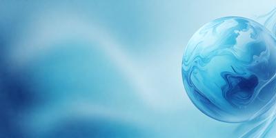 The primary subject of the image is a blue, swirling, and cloudy ball. The setting is a blue sky, and the visual style is a digital art or illustration. The colors and mood of the image are predominantly blue, creating a calm and serene atmosphere.