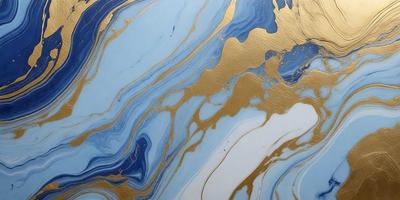 The primary subject of the image is a blue and gold swirling pattern, which appears to be a painting or a digital artwork. The setting is a white surface, possibly a wall or a canvas, that provides a clean and uncluttered background for the artwork. The visual style is a mix of traditional painting and digital art, creating a unique and eye-catching piece. The dominant colors are blue and gold, which evoke a sense of elegance and sophistication. Overall, the image conveys