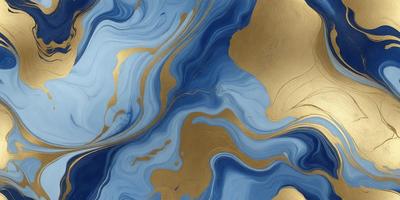The primary subject of the image is a blue and gold swirling pattern, which appears to be a painting or a digital artwork. The setting is a blue and gold background, which complements the swirling pattern. The visual style is a mix of digital art and painting, creating a unique and eye-catching design. The colors and mood of the image are predominantly blue and gold, giving it a warm and vibrant atmosphere.