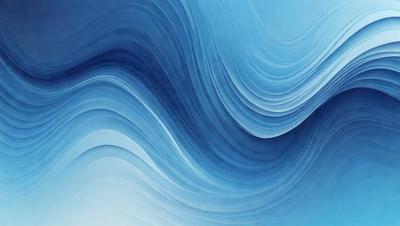 The primary subject of the image is a blue wave, which is the main focus of the scene. The setting is a blue background, which creates a vibrant and calming atmosphere. The visual style is a painting, which adds a sense of depth and artistic expression to the image. The dominant colors are blue and white, which contribute to the overall mood of the painting.