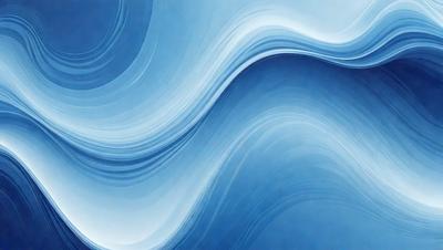 The primary subject of the image is a blue and white wave, which is the main focus of the scene. The setting is a blue ocean, and the visual style is a digital art or illustration. The dominant colors in the image are blue and white, creating a calm and serene atmosphere.