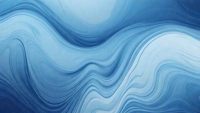 The primary subject of the image is a blue ocean with waves. The setting is the ocean, and the visual style is a digital art or illustration. The dominant colors are blue and white, creating a calm and serene atmosphere.