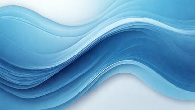 The primary subject of the image is a blue wave, which is the main focus of the scene. The wave is depicted in a digital art style, giving it a modern and visually appealing appearance. The setting is a white background, which provides a clean and minimalist look to the image. The overall atmosphere is calm and serene, as the blue wave is the main subject and the background is simple and uncluttered.