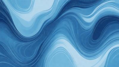The primary subject of the image is a blue and white ocean wave. The setting is a blue ocean, and the visual style is a digital art or illustration. The dominant colors are blue and white, creating a serene and calming atmosphere.