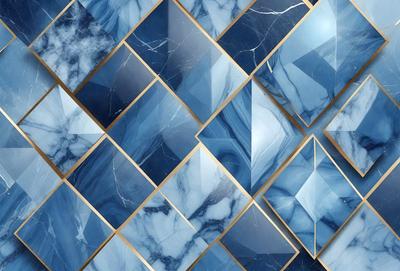 The primary subject of the image is a blue and white marble pattern. The setting is a wall with a blue and white marble pattern, which is the main object of the image. The visual style is a close-up of the marble pattern, showcasing the intricate details of the design. The colors and mood of the image are predominantly blue and white, creating a clean and elegant atmosphere.