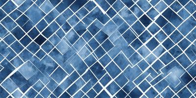 The primary subject of the image is a blue and white patterned tile. The setting is a blue and white tiled wall, which serves as the background. The visual style is a digital art or illustration, as the pattern is intricate and well-defined. The dominant colors are blue and white, creating a calm and soothing atmosphere.