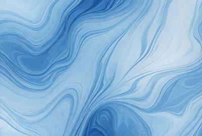 The primary subject of the image is a blue and white ocean wave. The setting is the ocean, with the wave being the main focus of the image. The visual style is a digital art or illustration, as the wave is depicted in a detailed and artistic manner. The dominant colors are blue and white, creating a serene and calming atmosphere.