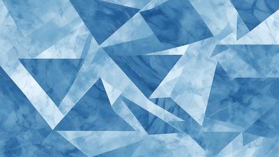The primary subject of the image is a blue and white patterned surface, which appears to be a marble-like texture. The setting is a blue background, and the visual style is a combination of digital art and illustration. The dominant colors are blue and white, creating a calm and serene atmosphere.