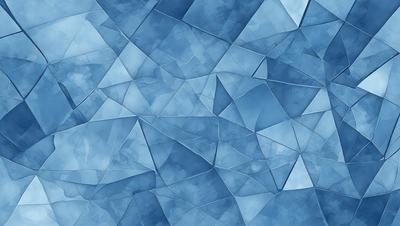 The primary subject of the image is a blue background with a pattern of triangles. The setting is a blue wall, and the visual style is a digital art or illustration. The dominant colors are blue and white, creating a calm and soothing atmosphere.