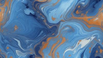 The primary subject of the image is a blue and orange swirling pattern, which appears to be a painting or a digital artwork. The setting is a blue and white background, which complements the vibrant colors of the swirling pattern. The visual style is a mix of artistic and digital elements, creating a unique and eye-catching piece. The dominant colors are blue and orange, which evoke a sense of energy and movement. Overall, the image has a lively and dynamic atmosphere.