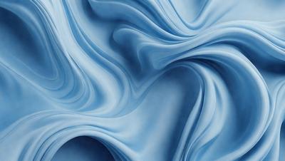 The primary subject of the image is a blue fabric with a flowing pattern. The setting is a blue background, and the visual style is a digital art or illustration. The dominant colors are blue and white, creating a calm and soothing atmosphere.
